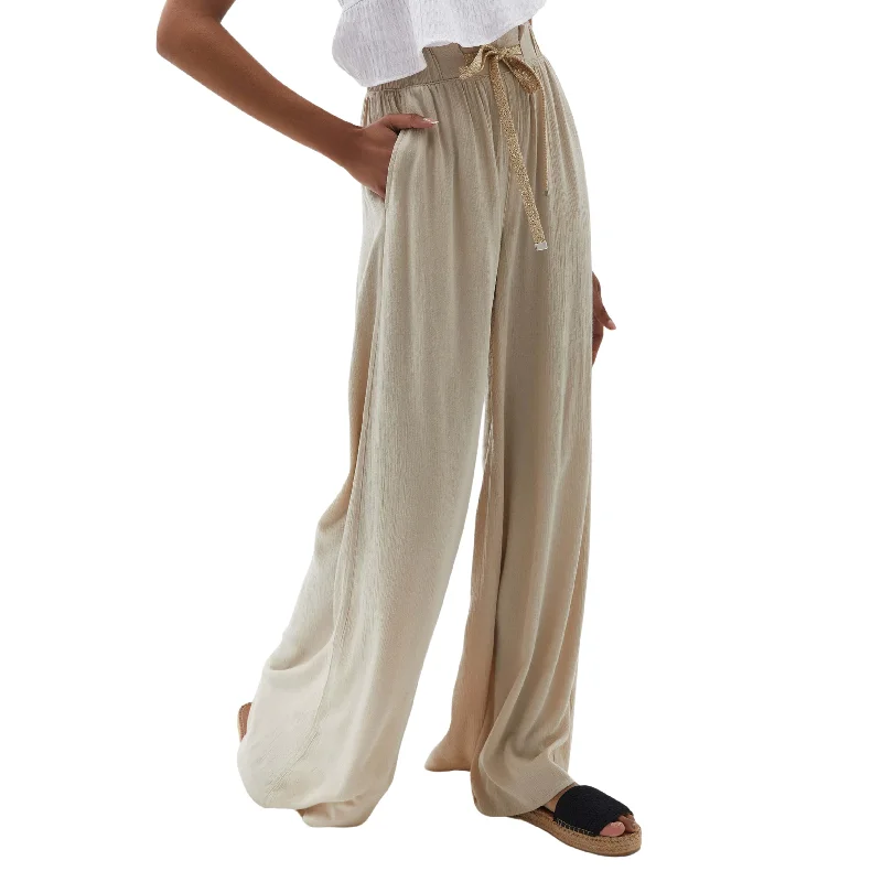 OXXO - High Rise Wide Leg Sparkle belt Pants Relaxed Casual Leggings