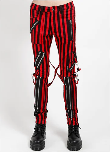 CLASSIC STRAP PANT MED RED STRIPE Cozy Fitted Pants