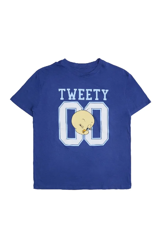 Tweety Bird Graphic Relaxed Tee Anti-Pilling Machine Wash Handmade