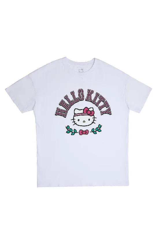Hello Kitty Sweatband Graphic Relaxed Tee Ribbed Striped Patterned