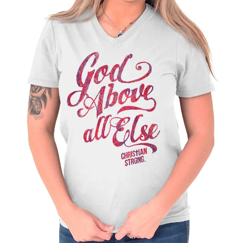 Above All Else V-Neck T Shirt Casual Formal Business