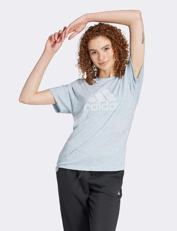Future Icons Winners 3.0 T-Shirt - Wonder Blue Melange Nylon Fabric Polyester Fabric Spandex Fabric