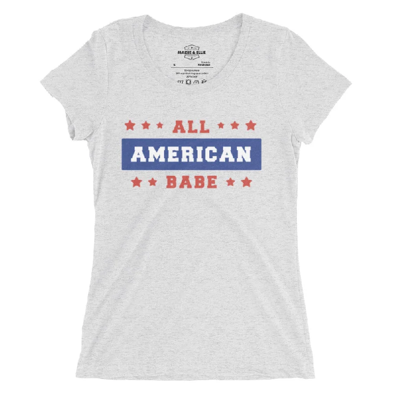 All American Babe Women's Tri-Blend Slim Fit T-Shirt Handmade Hand-knitted Hand-woven