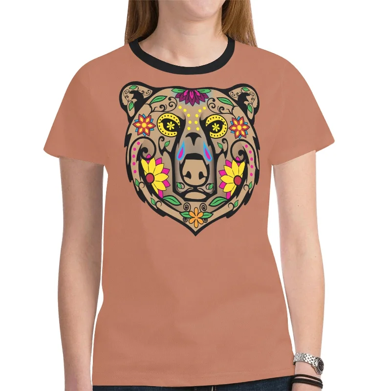 Bear Spirit Guide (Brown) T-shirt for Women Basic T-Shirt Crew Neck Short Sleeve