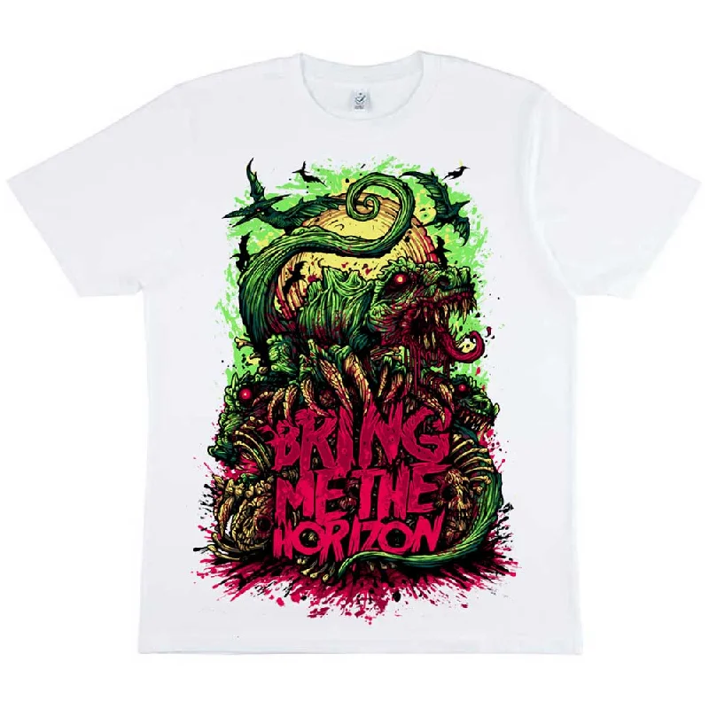 BRING ME THE HORIZON Attractive T-Shirt, Dinosaur Print Jacquard Patchwork