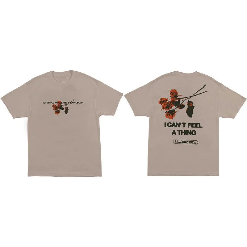 BRING ME THE HORIZON Attractive T-Shirt, Flowers Asymmetrical Pockets Print