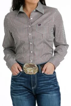 Cinch Tencel Stripe Button Down Western Shirt Ribbed T-Shirt High Neck Heavyweight