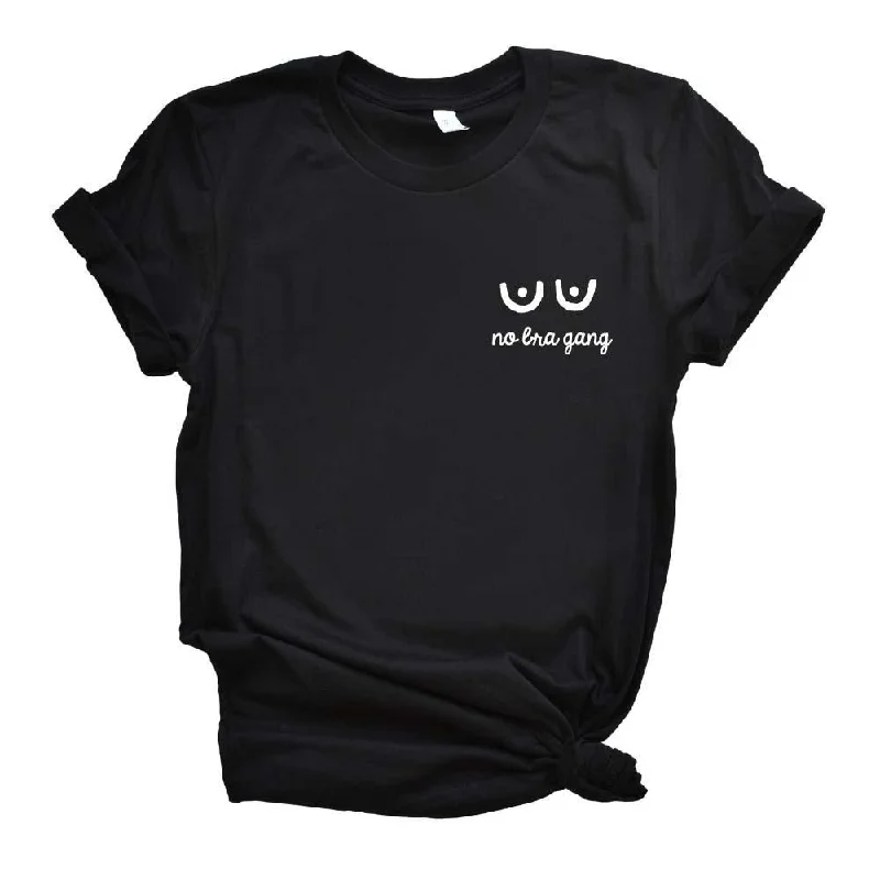 Embroidered No bra Gang Feminist T-Shirt Machine Wash Dry Clean Hand Wash
