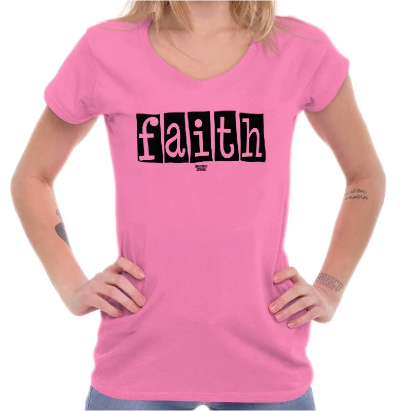 Faith Junior Fit V-Neck T-Shirt Collared Crew Neck Turtle Neck