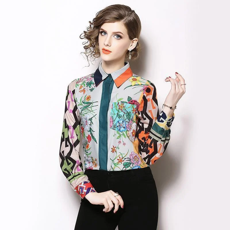 Floral Silk Shirt For Women Iron Safe Non-Iron Wrinkle Free