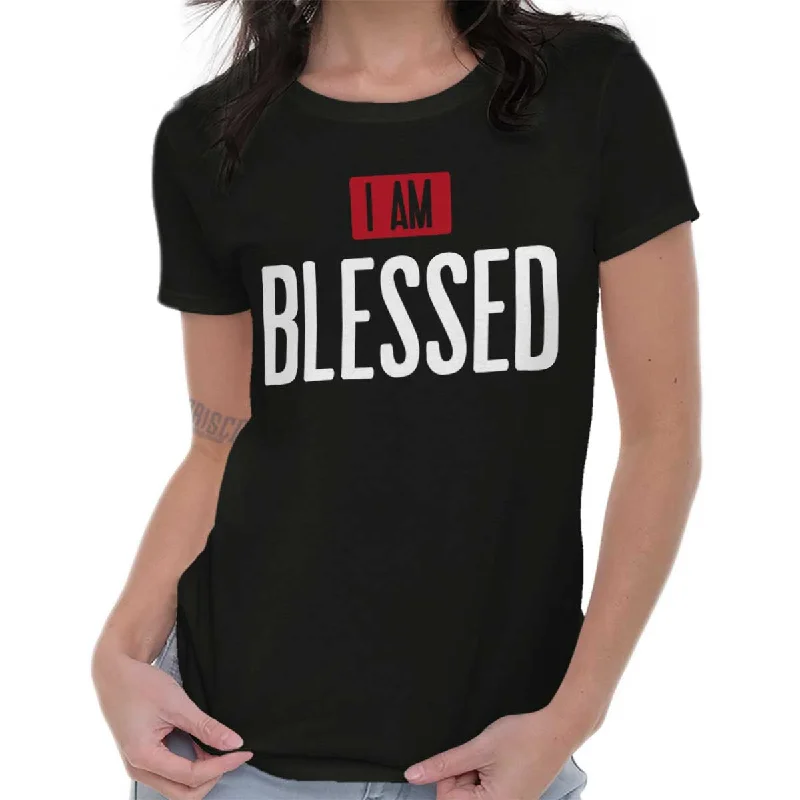 I Am Blessed Ladies T Shirt Chenille Blend Fleece Blend Nylon Blend