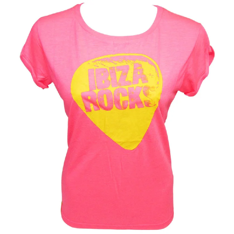 Ibiza Rocks Open Back Loose Fit Neon T-Shirt Graphic Embroidered Appliqued