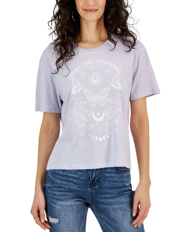 Juniors' Butterfly Graphic Crewneck T-Shirt Handmade Hand-knitted Hand-woven