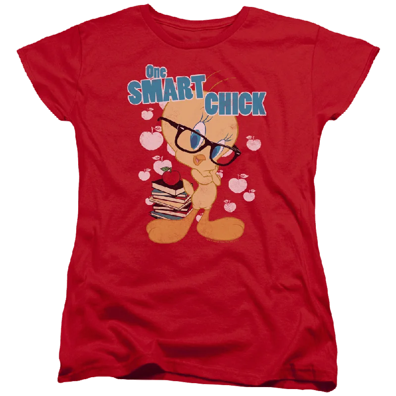 Looney Tunes One Smart Chick Women's T-Shirt Welt Pockets Slit Pockets