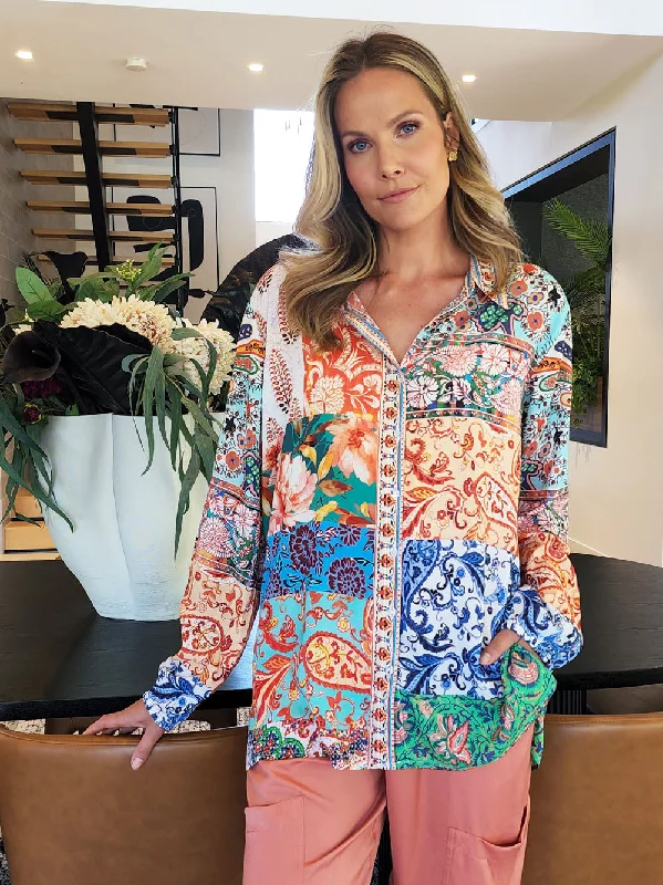 Maldives Shirt - Multi Striped Floral Plaid