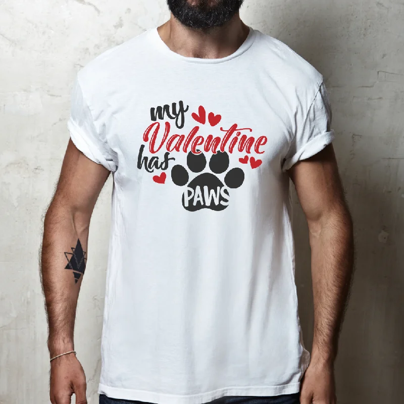 My Valentine Has Paws Valentine's Day Unisex T-Shirt Machine Wash Dry Clean Hand Wash