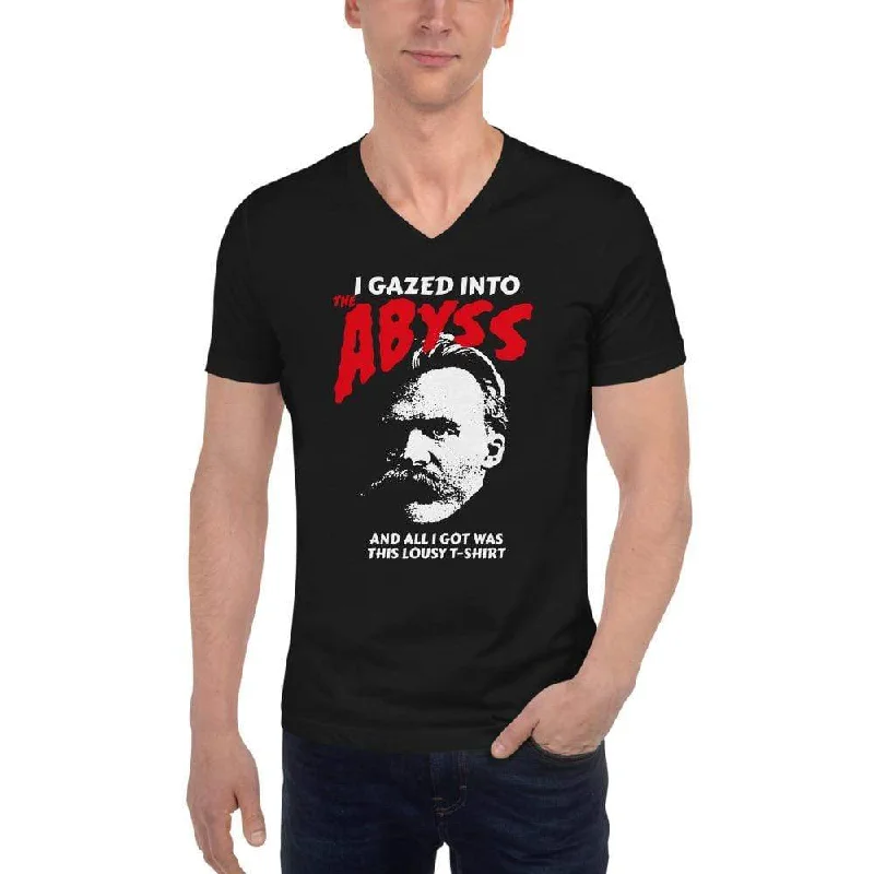 Nietzsche - I Gazed Into The Abyss - Unisex V-Neck T-Shirt Collared Crew Neck Turtle Neck