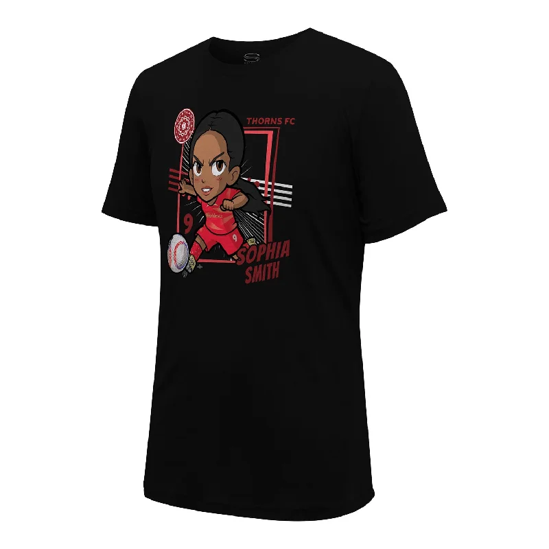 Unisex Portland Thorns Sophia Smith Chibi Black Tee Iron Safe Non-Iron Wrinkle Free