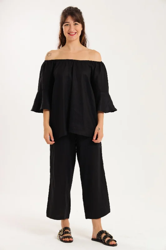 Oleander Shirt- Black Mesh Fabric Canvas Fabric Denim Fabric