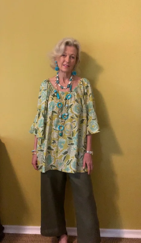 Oleander Shirt- Floral Print Jacquard Patchwork