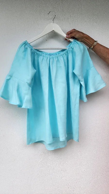 Oleander Shirt- Turquoise Boxy Fit Fitted Loose