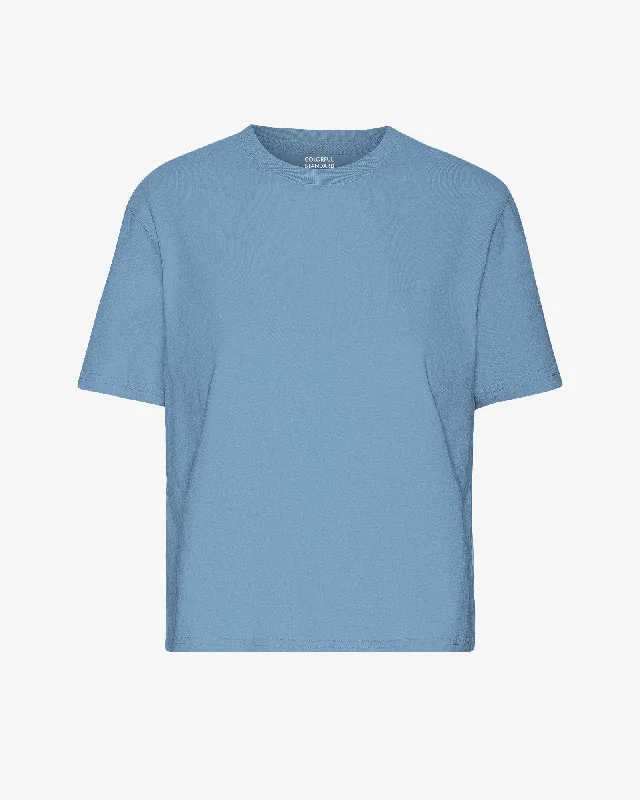 Organic Boxy Crop Tee - Seaside Blue Terry Blend Velvet Blend Canvas Blend