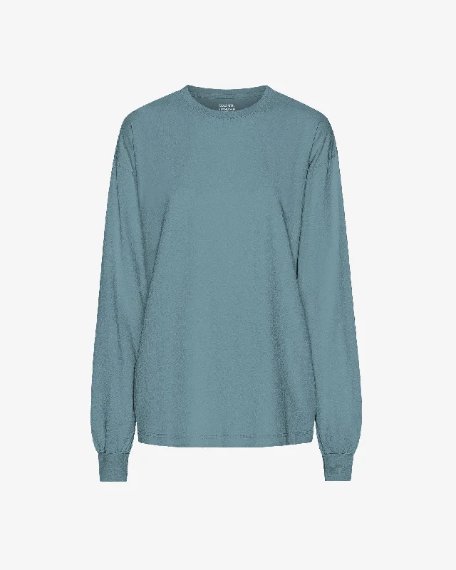 Oversized Organic LS T-shirt - Stone Blue Rayon Fabric Velvet Fabric Corduroy Fabric