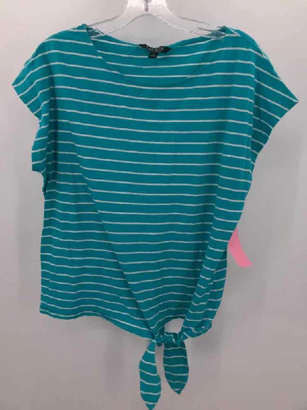 Pre-Owned Ralph Lauren Blue Size Large Stripe T-shirt Thin T-Shirt Open Front Quick Dry Pre-Owned Ralph Lauren Blue Size Large Stripe T-shirt Thin T-Shirt Open Front Quick Dry