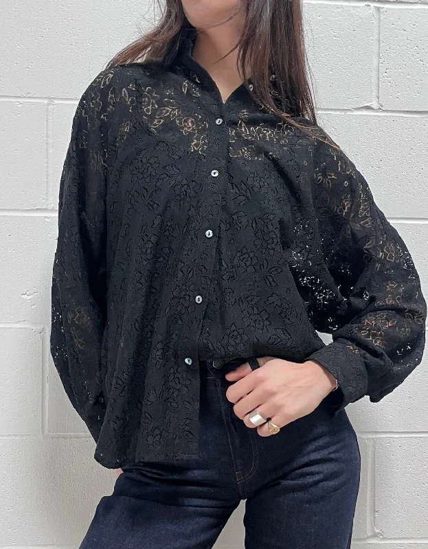 Robbie Shirt in Danica Lace Satin Blend Silk Blend Wool Blend