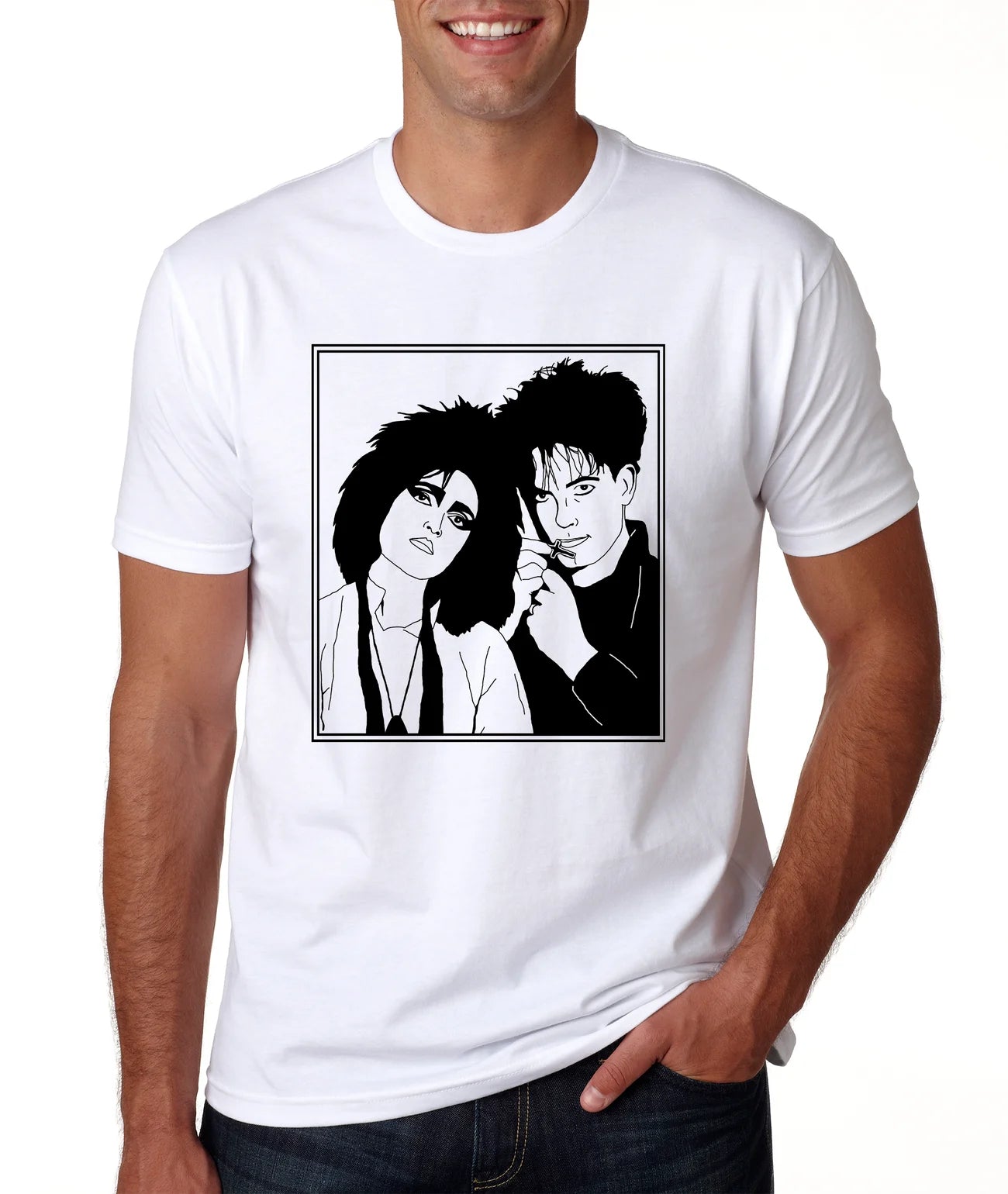 Siouxsie & Robert T-Shirt by Ian Curtis Is Hungry Beaded Sequined Faux Fur