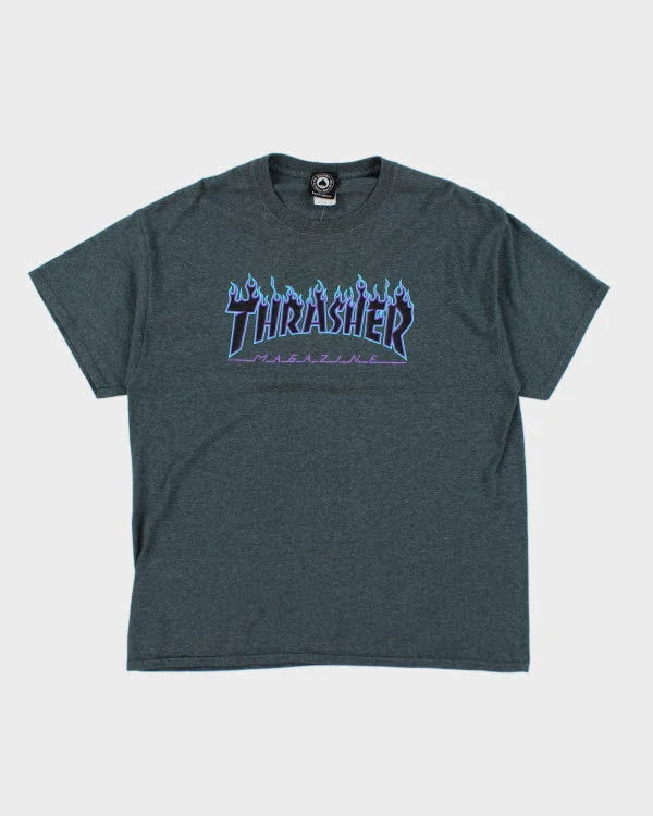 Thrasher Magazine Blue Flame T-Shirt - XL Lace Blend Ribbed Blend Corduroy Blend