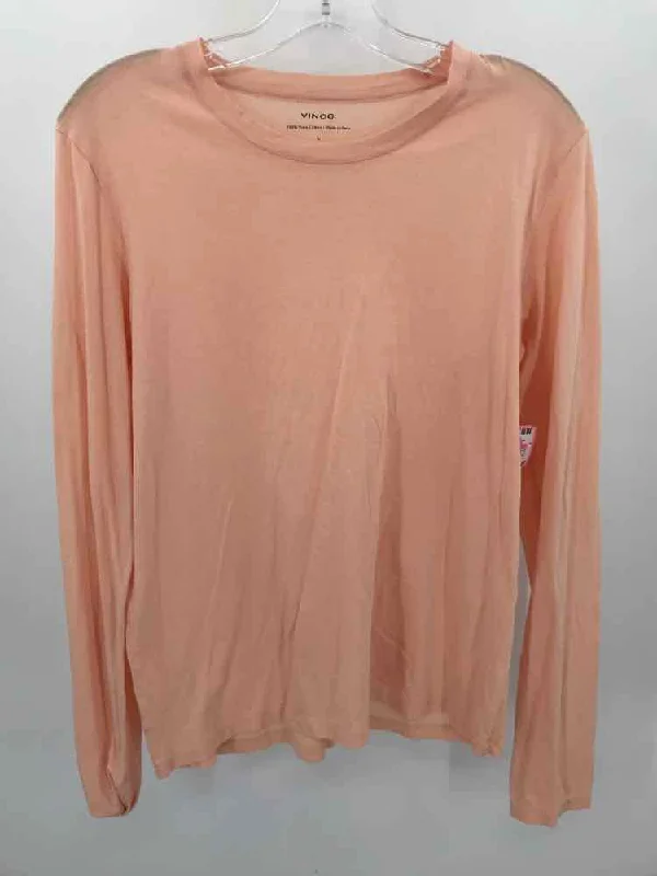 Pre-Owned Vince Orange Size Large T-shirt Ribbed Striped Patterned