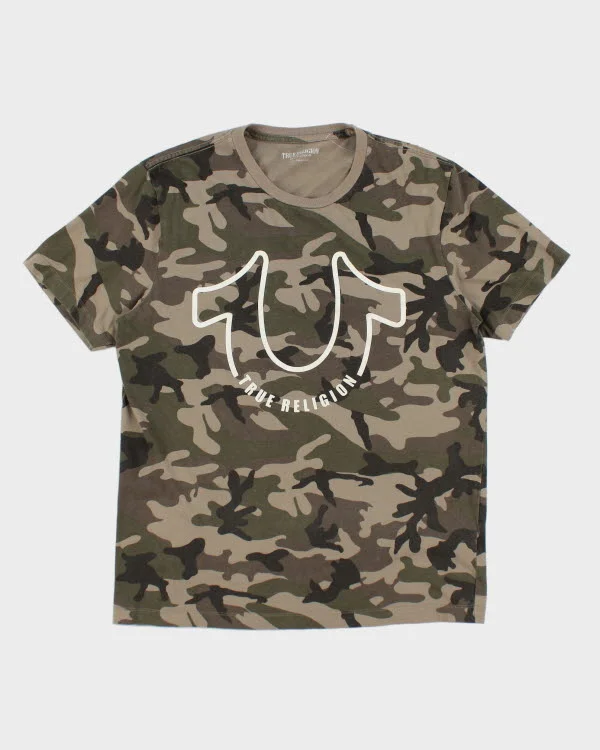 Vintage Y2K True Religion Camouflage T-Shirt - L Machine Wash Dry Clean Hand Wash