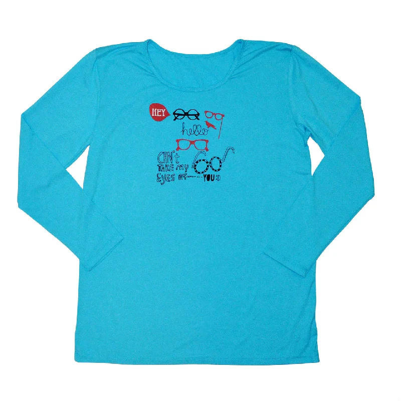 Womens Sun Protective Shirt-Graphic  Brilliant Cerulean Blue Anti-Shrink Durable Soft