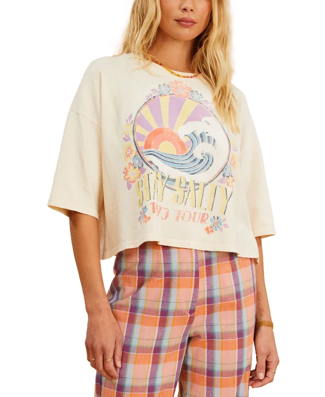 x The Salty Blonde Juniors' Still Salty Cotton Graphic T-Shirt Terry Blend Velvet Blend Canvas Blend