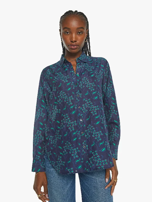 XiRENA Beau Shirt - Navy Green Satin Fabric Silk Fabric Chiffon Fabric