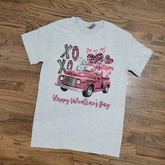 Xoxo pink truck tee Plaid T-Shirt Polka Dot Checkered