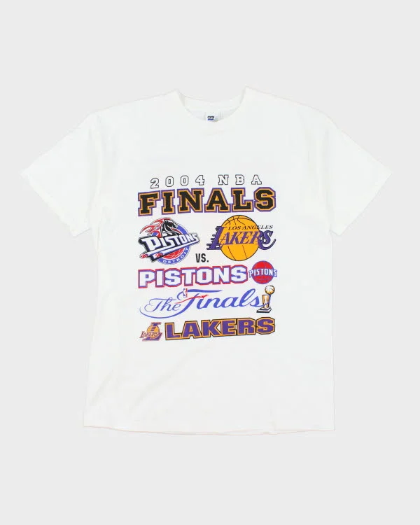 Y2k 00s 2004 NBA Finals T-shirt - L Striped Floral Plaid