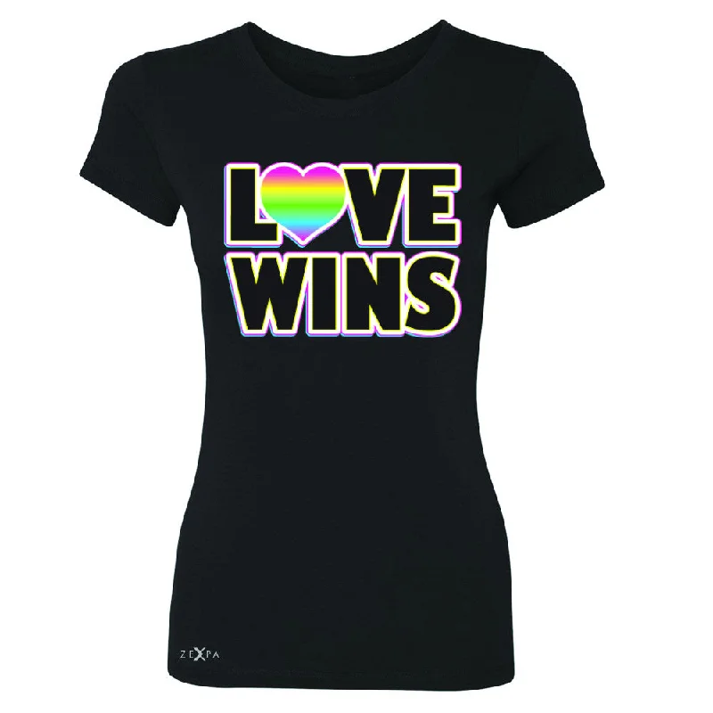 Zexpa Apparel™ Love Wins - Love is Love Gay is Good Women's T-shirt Gay Pride Tee Zippered Front Buttoned Front Snap Front