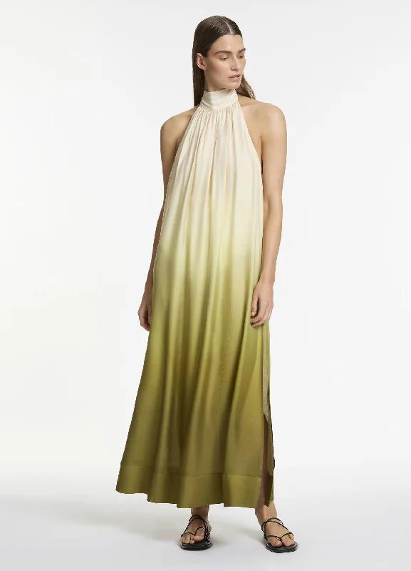 Acacia Haze Halter Maxi Dress - Eucalyptus Trendy Ruffled Maxi Dress