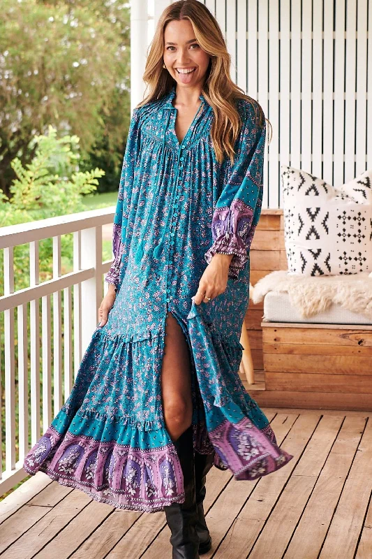 Annie Maxi Dress - Blue/Purple Comfortable Satin Maxi Dress