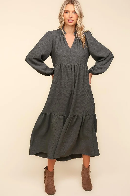 ASH BABYDOLL WOVEN MAXI DRESS WITH SIDE POCKETS Trendy A-Line Maxi Dress