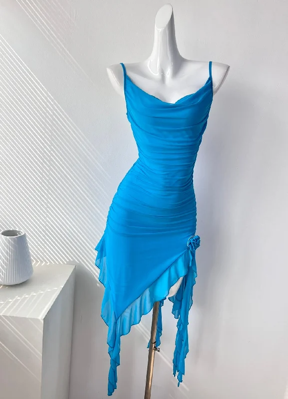 Asymmetrical Blue Beauty Stylish Maxi Dress Classic V-Neck Maxi Dress