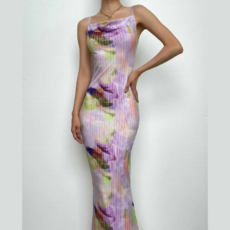 Backless cowl neck v neck contrast print cami maxi dress Comfortable Pleated Maxi Dress Backless cowl neck v neck contrast print cami maxi dress Comfortable Pleated Maxi Dress