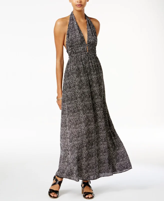 BAR III Printed Halter Maxi Dress Comfortable Maxi Dress with Slits