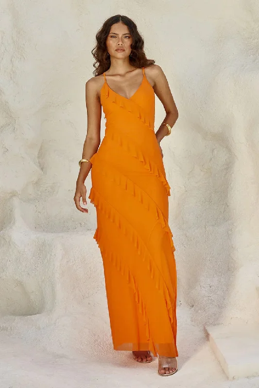 Beloved Maxi Dress - Orange Comfortable Maxi Dress with Belt