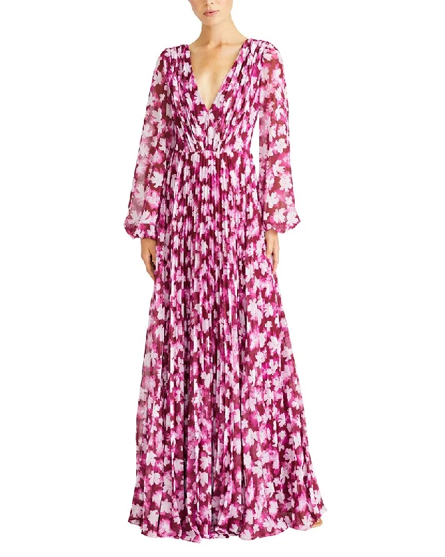 Ml Monique Lhuillier Melanie Chiffon Maxi Dress Chic Boho Print Maxi Dress