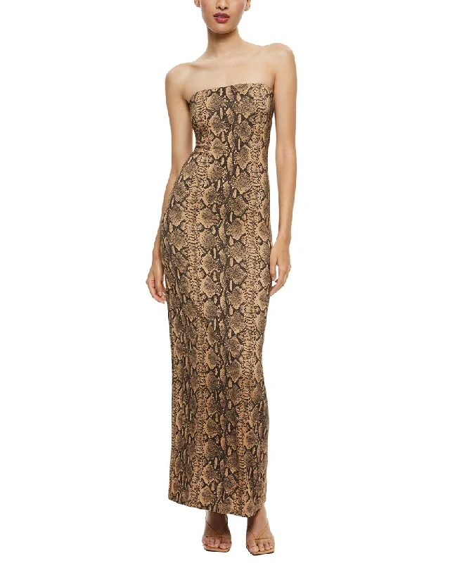 Alice + Olivia Delora Strapless Maxi Dress Cozy Maxi Dress with Slit