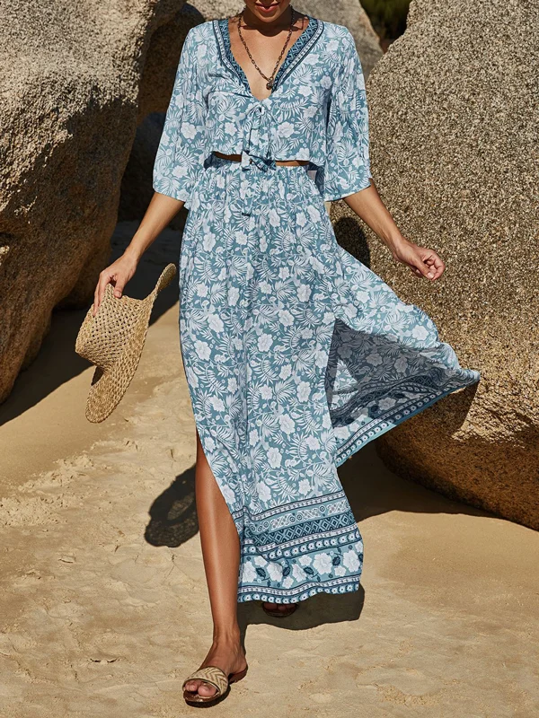 Boho V Neck Maxi Dress Set Classic Tulle Maxi Dress