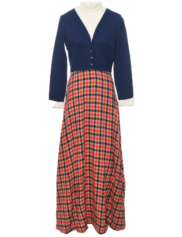 Checked Maxi Dress - M Trendy Maxi Dress with Belt